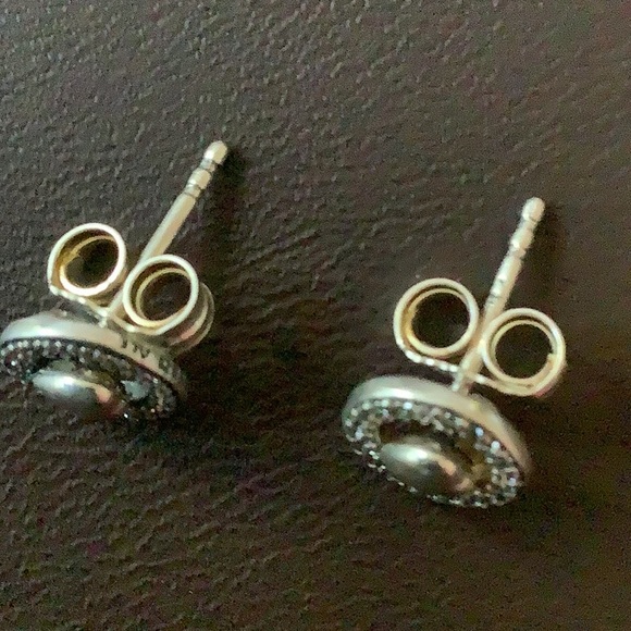❤️PANDORA Sterling Silver Forever Pandora Stud Earrings Detachable Jackets CZ - Picture 3 of 4